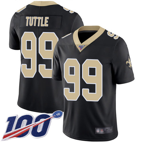 Men New Orleans Saints Limited Black Men Shy Tuttle Home Jersey NFL Football #99 100th Season Vapor Untouchable Jersey->new orleans saints->NFL Jersey
